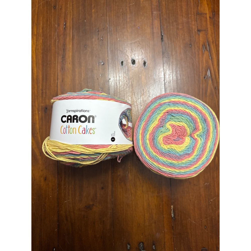 Caron Cotton Cakes Yarn Calico Flowers 8.8oz 530yds Cotton Acrylic Blend 2 Ball